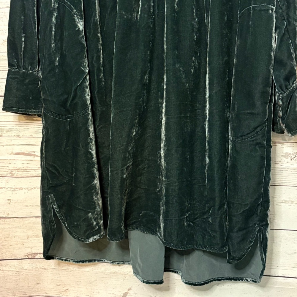 Holding Horses Anthropologie Green Velvet Plaid Lined Boho Midi Dress Large - Picture 3 of 7